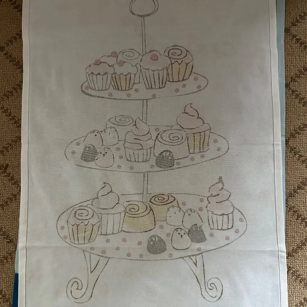 Sur La Table Embroidered Appliqué Dessert themed Tea Towel set of 2 NWOT